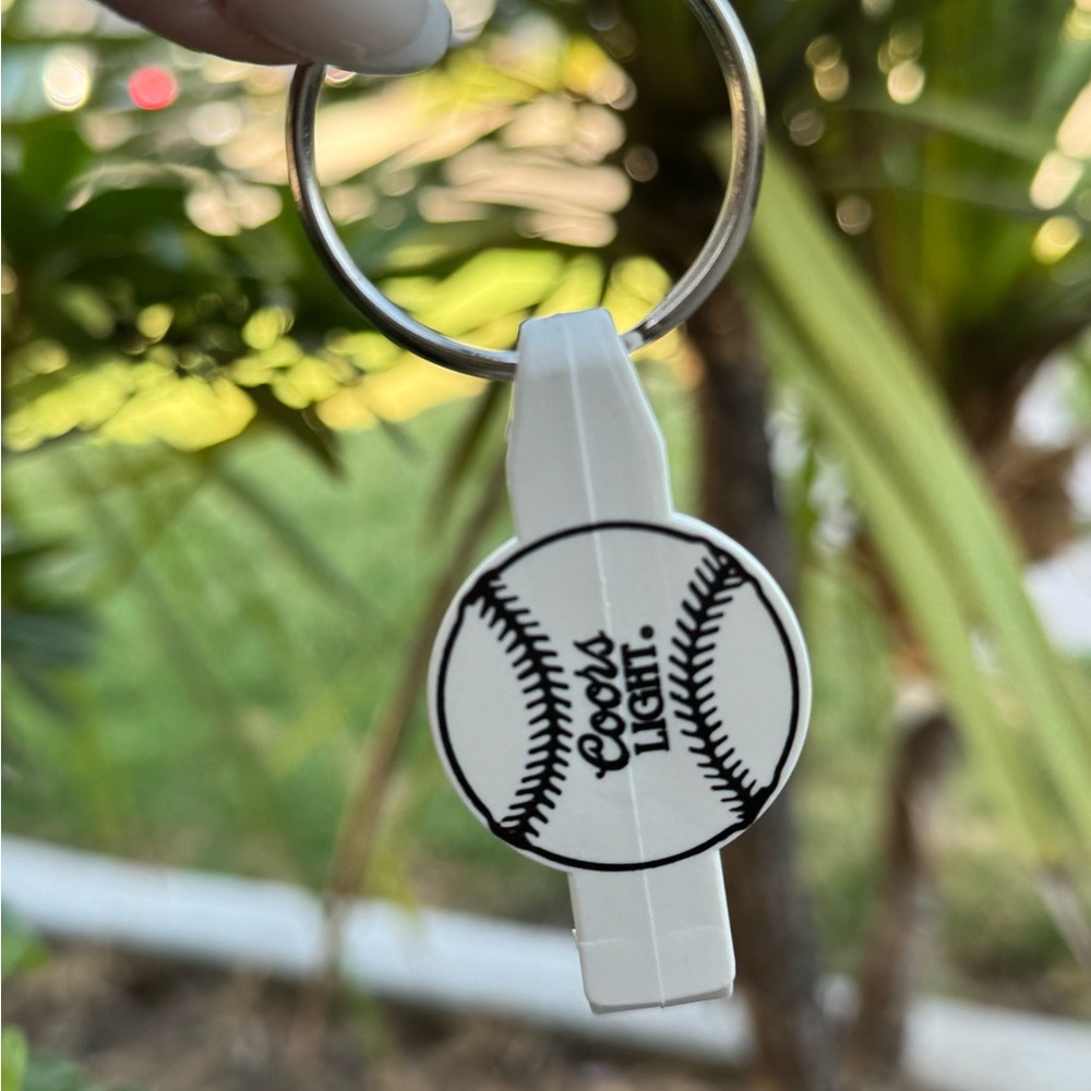Vintage White Coors Light Baseball Keychain/bottle opener